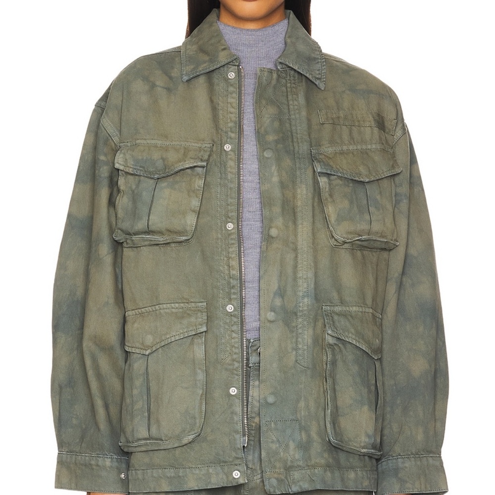 GRLFRND Green Utility Jacket with Distressed Look